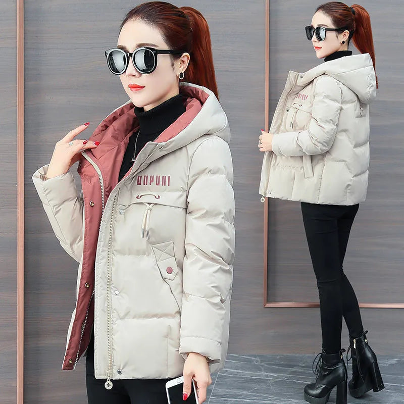 winter jacket women 2024 new Casual Parka Hooded Thick Down Cotton Padded Parka Female Jacket Short Coat Slim Warm Outwear