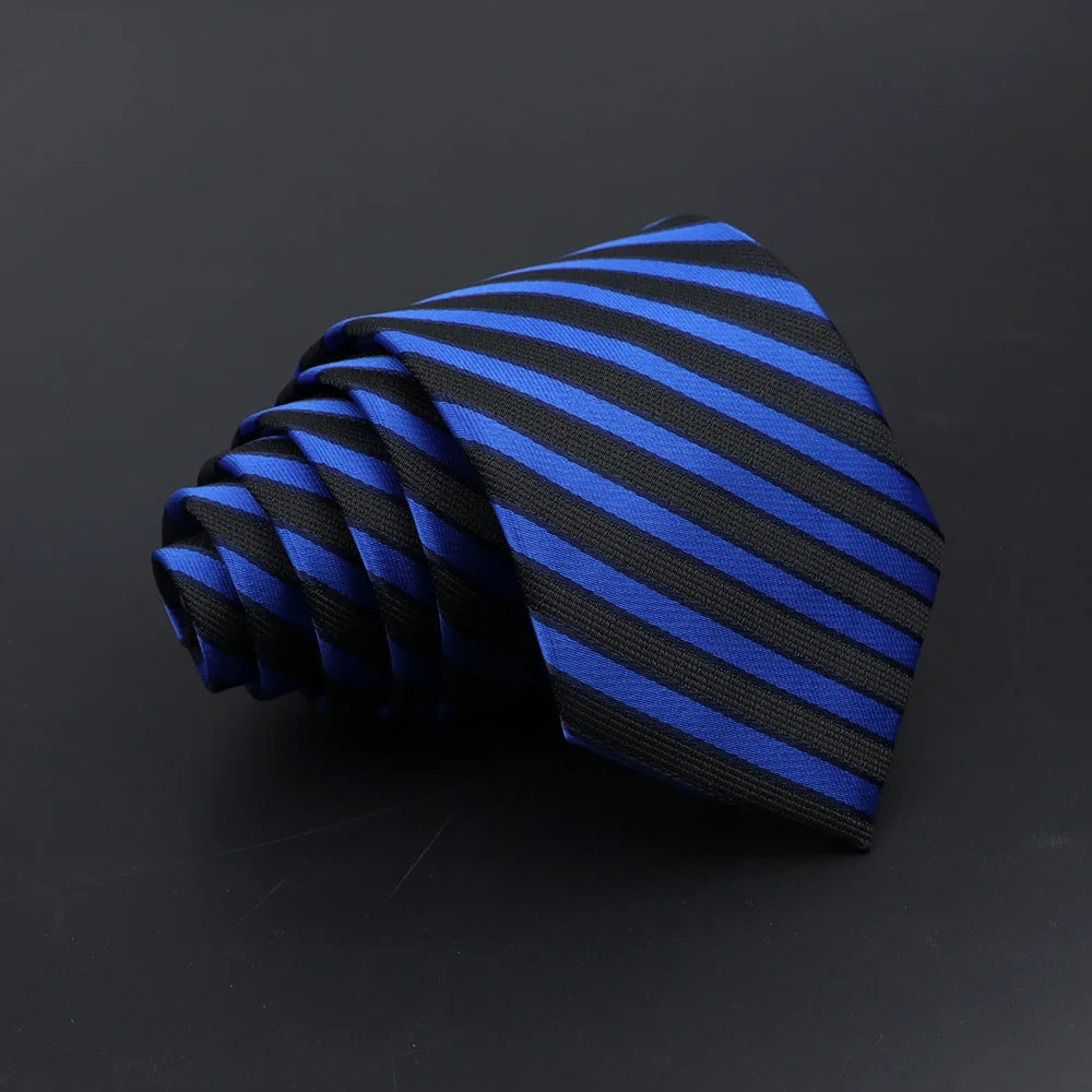 Classic Tie For Men Business Solid Color Stripe Plaid Dots 7cm Jacquard Wedding Dress Necktie Daily Wear Cravat Accessories Gift