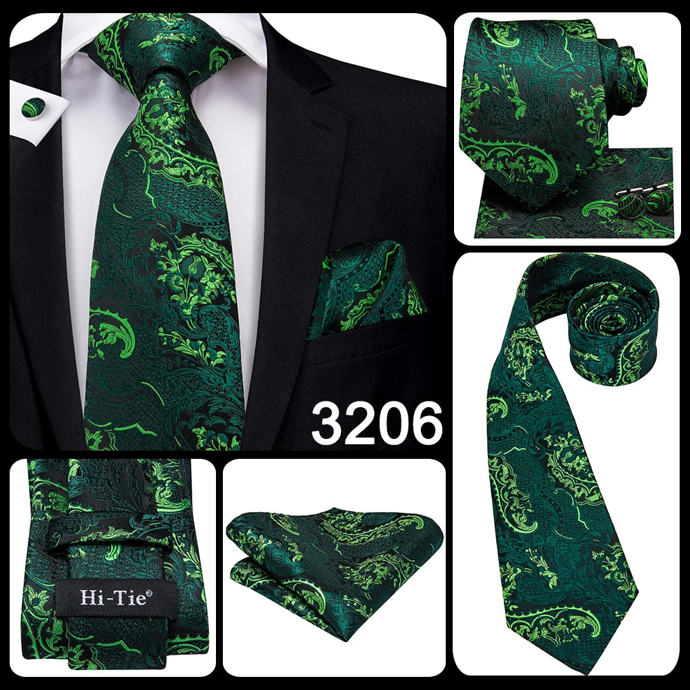 Hi-Tie 8.5cm Business Black Solid Paisley 100% Silk Men's Tie Neck Strip Ties for Men Formal Luxury Wedding Neckties Gravatas