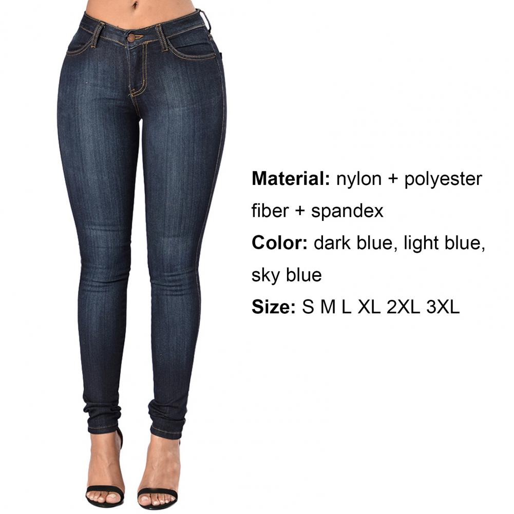 Vintage Women Jeans Slim Fit High Waist Denim Pencil Pants Bootcut Winter Pull-on Skinny Jeans Blue