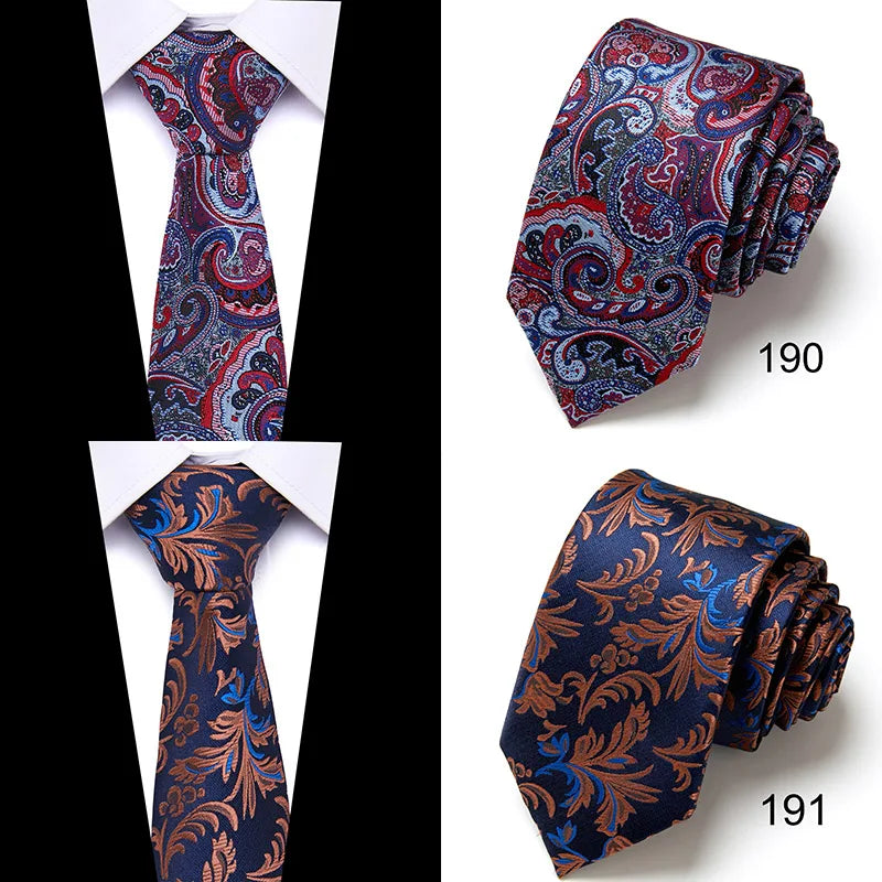 Brand 100% Silk New Men's Tie 7.5cm Blue Necktie Green & Orange Silk Gravatas For Men Paisley Floral Fit Wedding Workplace Slim