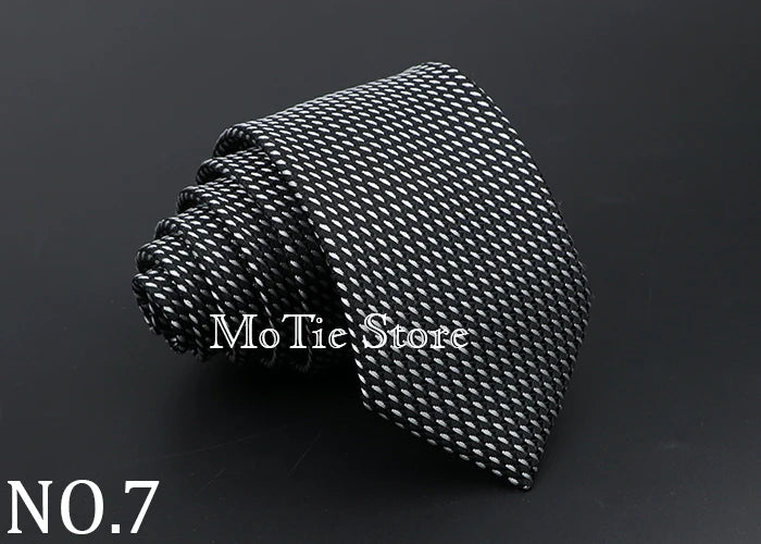 Classic Tie For Men Business Solid Color Stripe Plaid Dots 7cm Jacquard Wedding Dress Necktie Daily Wear Cravat Accessories Gift