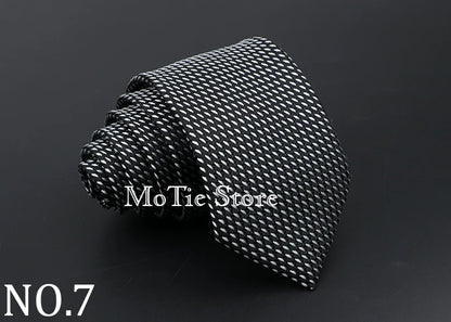 Classic Tie For Men Business Solid Color Stripe Plaid Dots 7cm Jacquard Wedding Dress Necktie Daily Wear Cravat Accessories Gift
