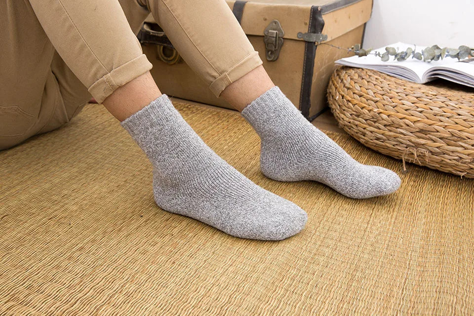 Winter Men's Merino Wool Socks Super Thick Warm High Quality Harajuku Retro Snow Casual Antifreeze Cashmere Socks Men 3 Pair