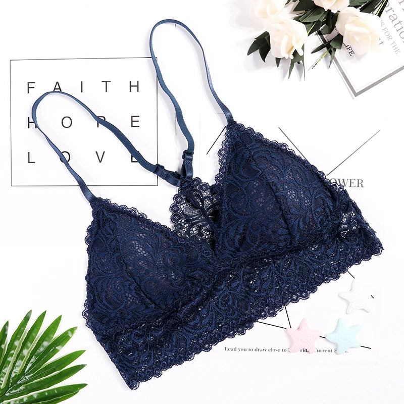 New Arrival Women Push Up Wireless Lace Bra Top Women Backless Bralette Underwear Lingerie Full Cup Hot