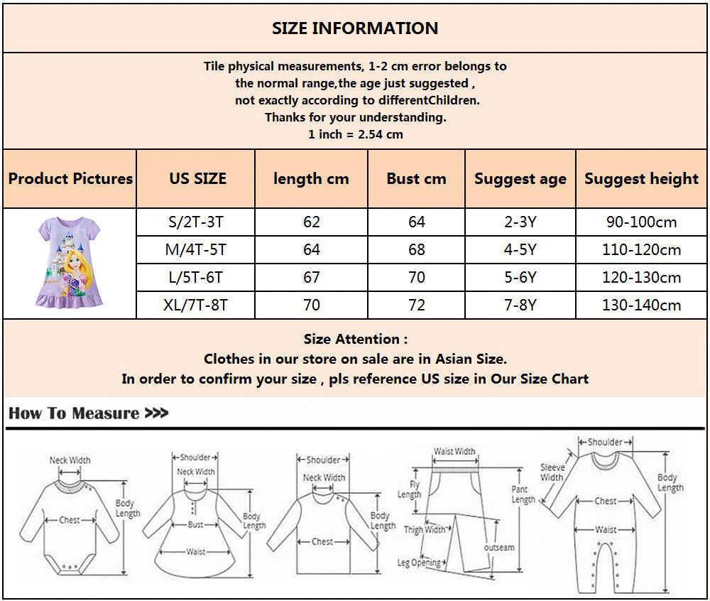 3-8Years New Summer Kids Cartoon Dress Sleepwear Mermaid Princess Belle Girls Printing Nightgowns Children Party Dresses Pajamas