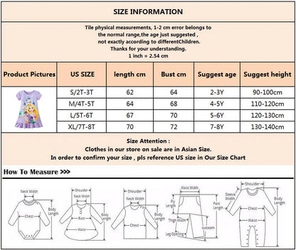 3-8Years New Summer Kids Cartoon Dress Sleepwear Mermaid Princess Belle Girls Printing Nightgowns Children Party Dresses Pajamas