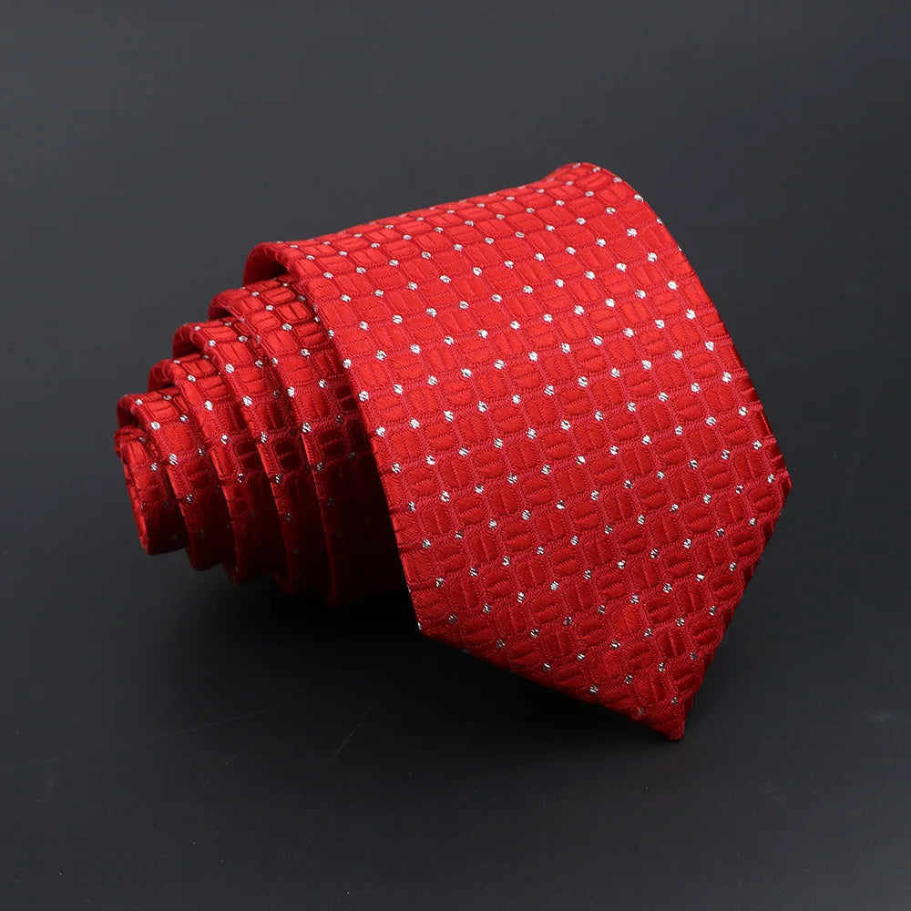 Classic Tie For Men Business Solid Color Stripe Plaid Dots 7cm Jacquard Wedding Dress Necktie Daily Wear Cravat Accessories Gift