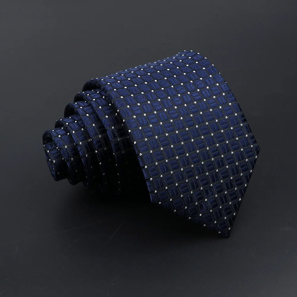 Classic Tie For Men Business Solid Color Stripe Plaid Dots 7cm Jacquard Wedding Dress Necktie Daily Wear Cravat Accessories Gift