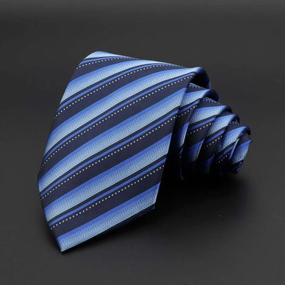 New Men's Tie Classic Solid Color Stripe Flower Floral 8cm Jacquard Necktie Accessories Daily Wear Cravat Wedding Party Gift