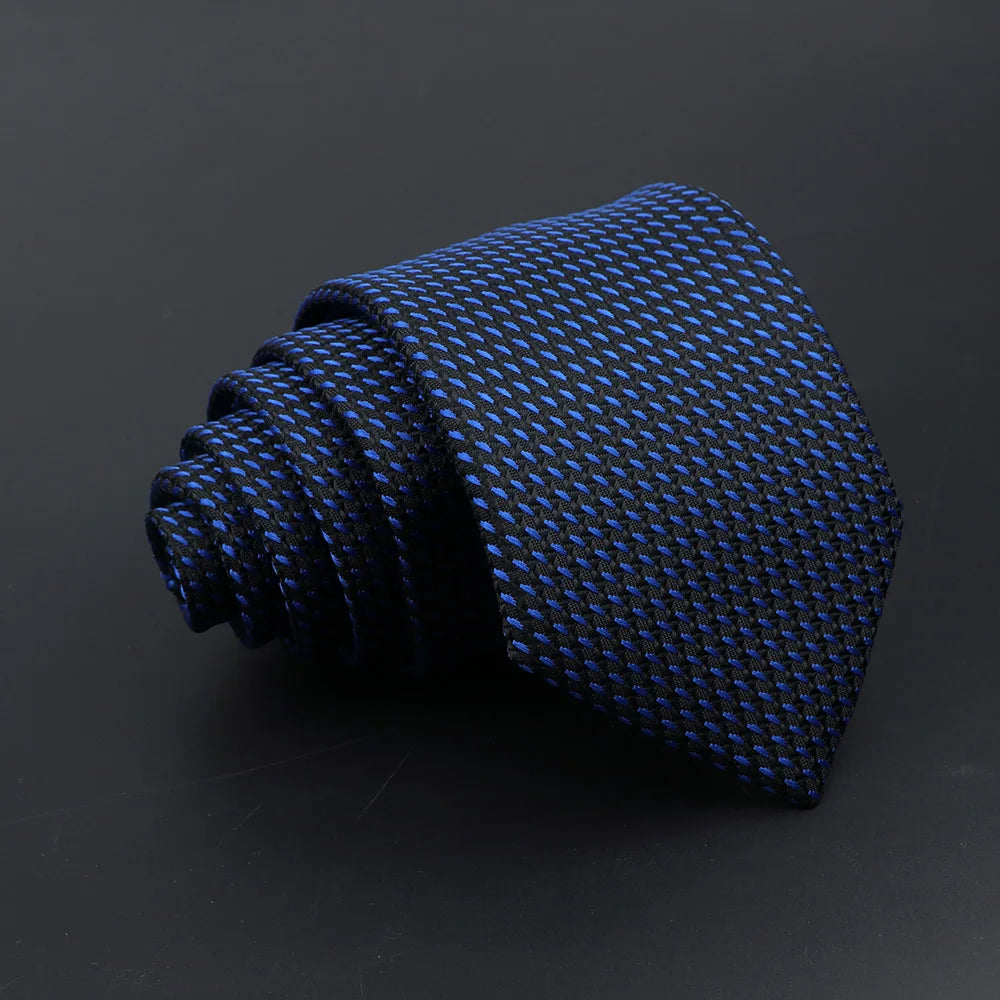 Classic Tie For Men Business Solid Color Stripe Plaid Dots 7cm Jacquard Wedding Dress Necktie Daily Wear Cravat Accessories Gift