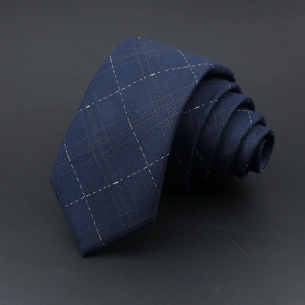 Mens Ties Classic Jacquard Striped Plaid Necktie 6cm  Skinny Neckties Polyester Narrow Collar Suit Shirt Tie Accessories Gift