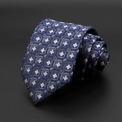 New Men's Tie Classic Solid Color Stripe Flower Floral 8cm Jacquard Necktie Accessories Daily Wear Cravat Wedding Party Gift