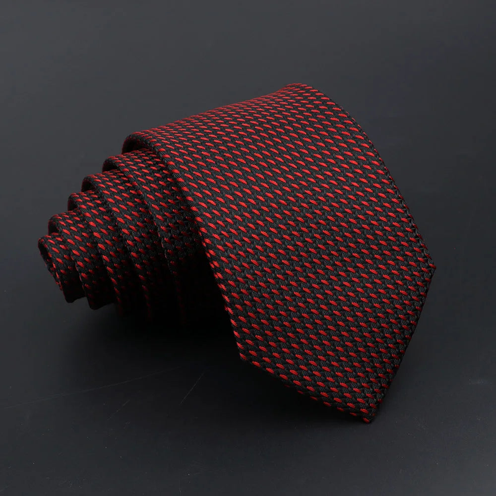 Classic Tie For Men Business Solid Color Stripe Plaid Dots 7cm Jacquard Wedding Dress Necktie Daily Wear Cravat Accessories Gift