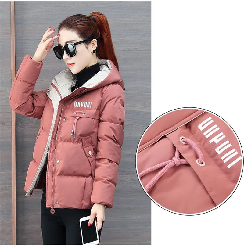 winter jacket women 2024 new Casual Parka Hooded Thick Down Cotton Padded Parka Female Jacket Short Coat Slim Warm Outwear