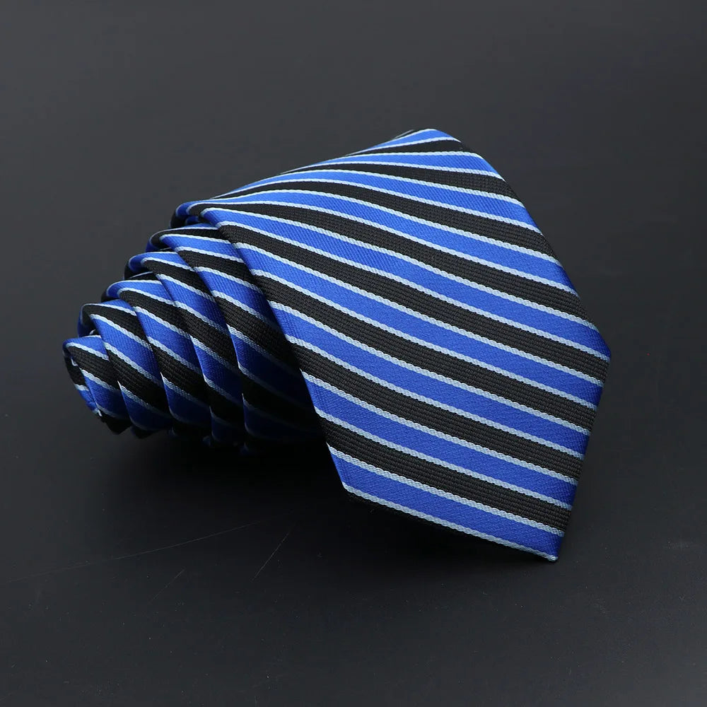 Classic Tie For Men Business Solid Color Stripe Plaid Dots 7cm Jacquard Wedding Dress Necktie Daily Wear Cravat Accessories Gift