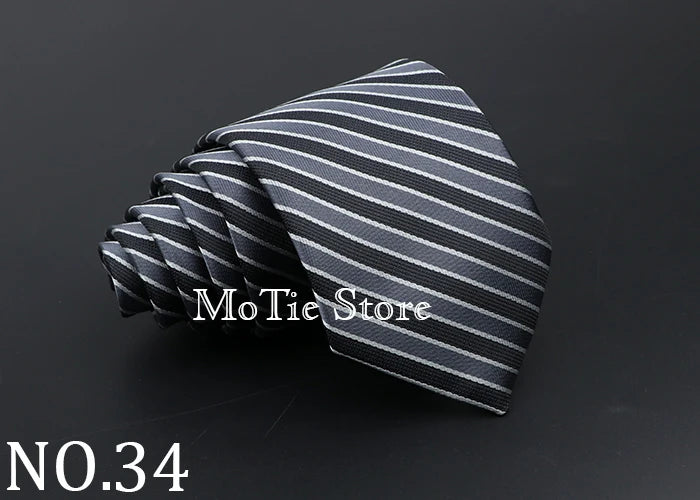 Classic Tie For Men Business Solid Color Stripe Plaid Dots 7cm Jacquard Wedding Dress Necktie Daily Wear Cravat Accessories Gift