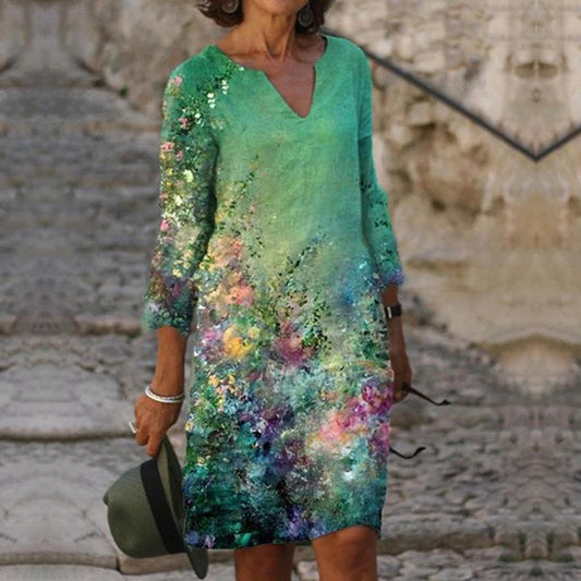 New Spring Women Loose Vintage Ruffles Dress Summer Large Big Printed Boho Casual Party Elegant Dresses