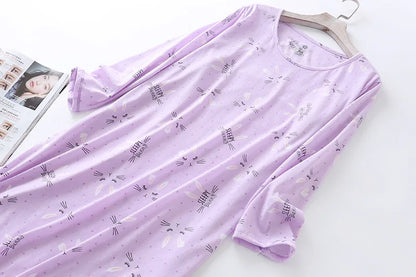 Spring Summer Women Casual Night Dress 100% Cotton Nightgown Female Lounge Long Sleepshirt Plus Size Dresses Vestidos feminino