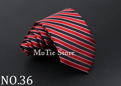 Classic Tie For Men Business Solid Color Stripe Plaid Dots 7cm Jacquard Wedding Dress Necktie Daily Wear Cravat Accessories Gift