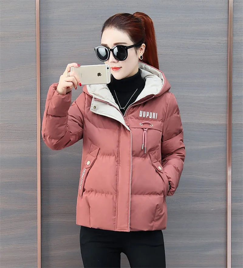 winter jacket women 2024 new Casual Parka Hooded Thick Down Cotton Padded Parka Female Jacket Short Coat Slim Warm Outwear