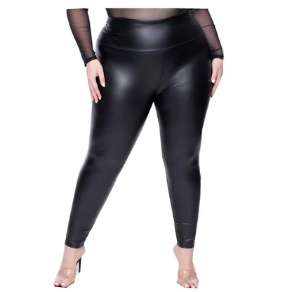 Faux Leather Plus Size Leggings for Women Big Size 5XL 6XL 7XL Black  Girls Spandex Clothing Pleather PU Leggings
