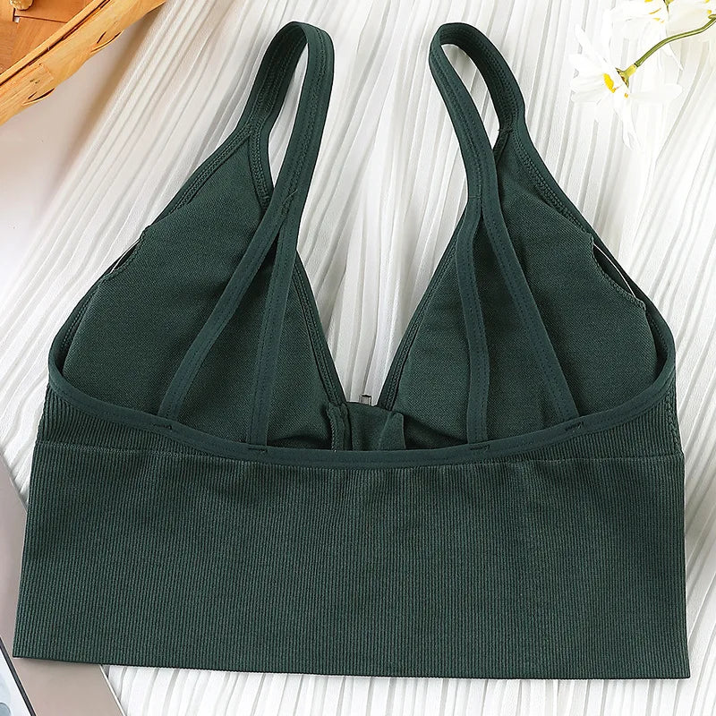 Sexy Zipper Female V-Neck Wireless Bra New Seamless Soft Crop Top Beautiful Back Outside Wear Bralette Lingerie