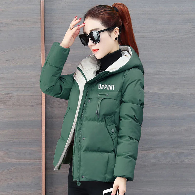 winter jacket women 2024 new Casual Parka Hooded Thick Down Cotton Padded Parka Female Jacket Short Coat Slim Warm Outwear