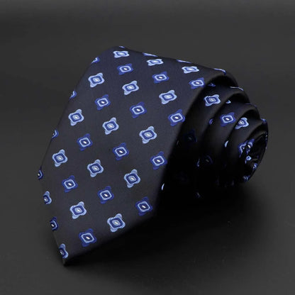 New Men's Tie Classic Solid Color Stripe Flower Floral 8cm Jacquard Necktie Accessories Daily Wear Cravat Wedding Party Gift