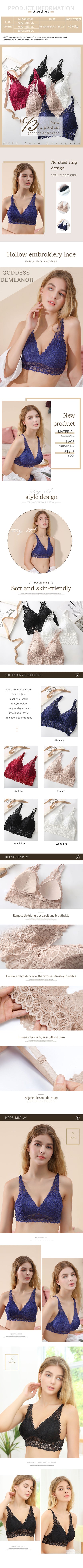 Lace Sexy Lingerie Wireless Bra For Women Padded Push Up Bralette Female Brassiere Soft Backless Fashion Bras Underwear