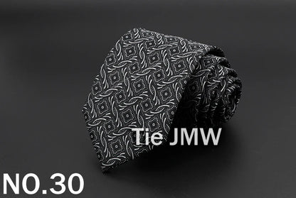 New Men's Tie Classic Solid Color Stripe Flower Floral 8cm Jacquard Necktie Accessories Daily Wear Cravat Wedding Party Gift