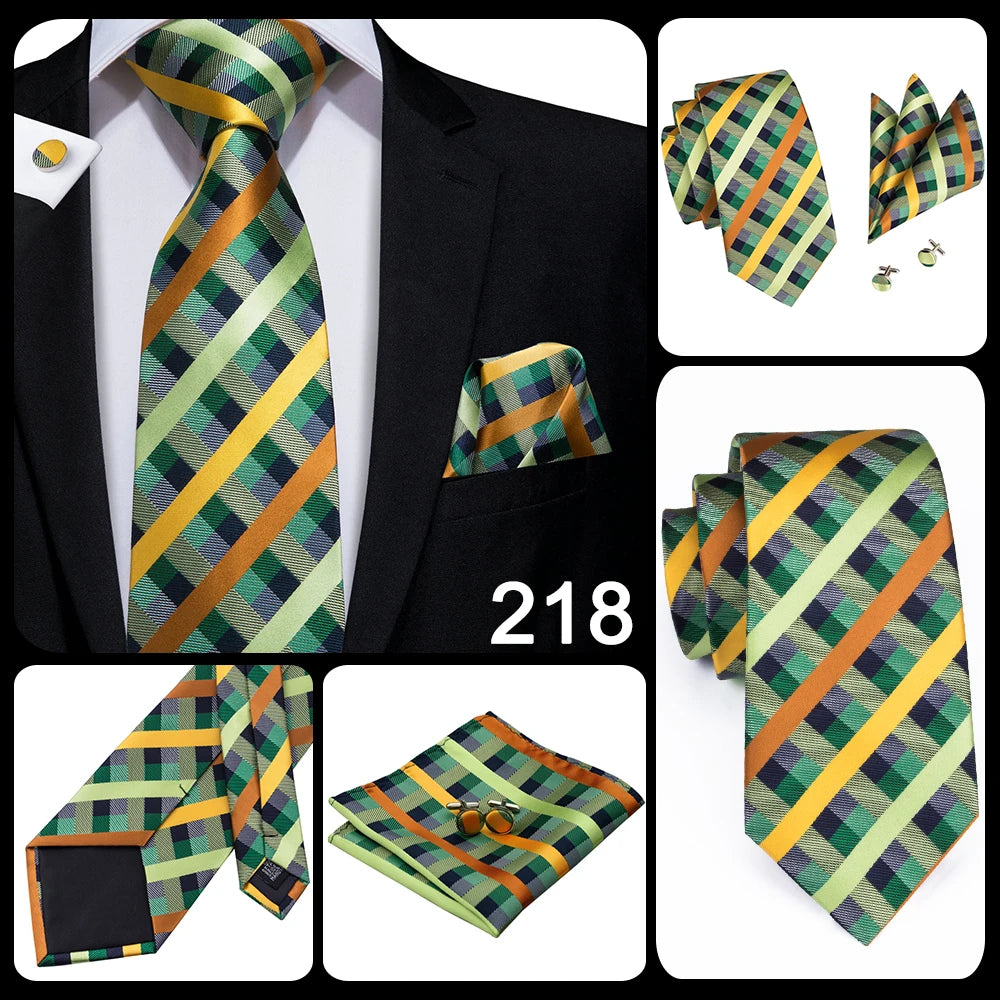 Hi-Tie Designer Silk Wedding Tie For Men Blue White Plaid Handky Cufflink Set Fashion Necktie For Men Business Party Wholesale