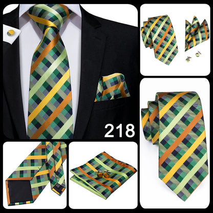 Hi-Tie Designer Silk Wedding Tie For Men Blue White Plaid Handky Cufflink Set Fashion Necktie For Men Business Party Wholesale