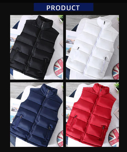White Vest Jacket Men Slim Fit Stand Collar Sleeveless Puffer Jackets Spring Autumn Casual Waistcoat Men Warm Coat 2023 Trends