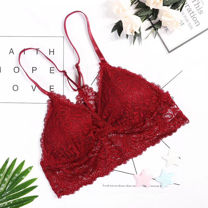 New Arrival Women Push Up Wireless Lace Bra Top Women Backless Bralette Underwear Lingerie Full Cup Hot