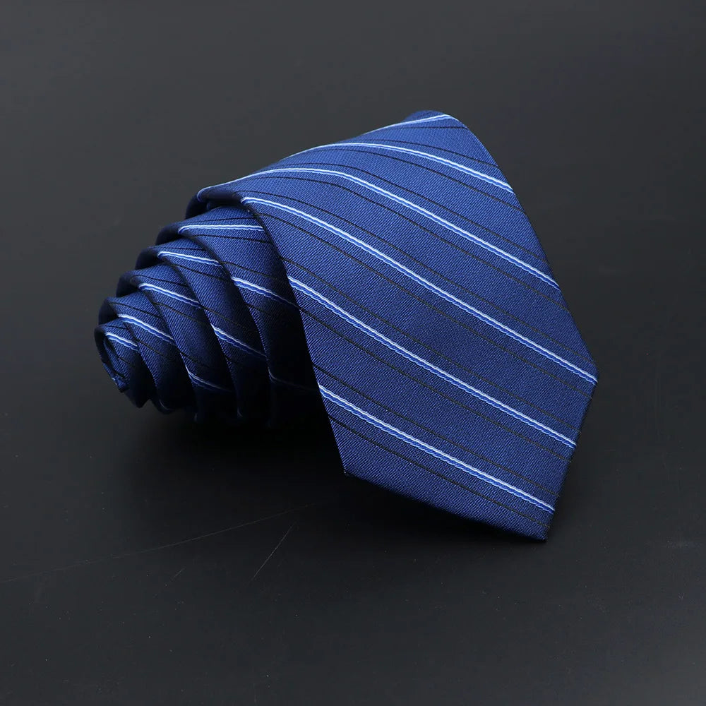 Classic Tie For Men Business Solid Color Stripe Plaid Dots 7cm Jacquard Wedding Dress Necktie Daily Wear Cravat Accessories Gift