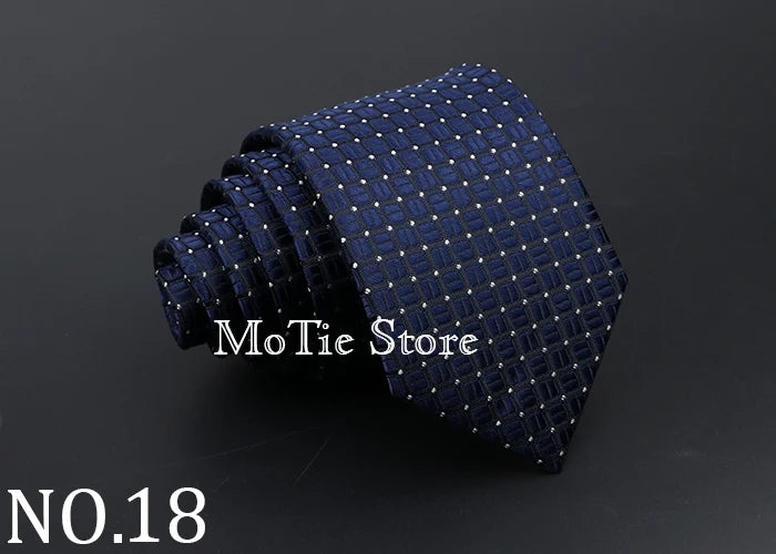 Classic Tie For Men Business Solid Color Stripe Plaid Dots 7cm Jacquard Wedding Dress Necktie Daily Wear Cravat Accessories Gift