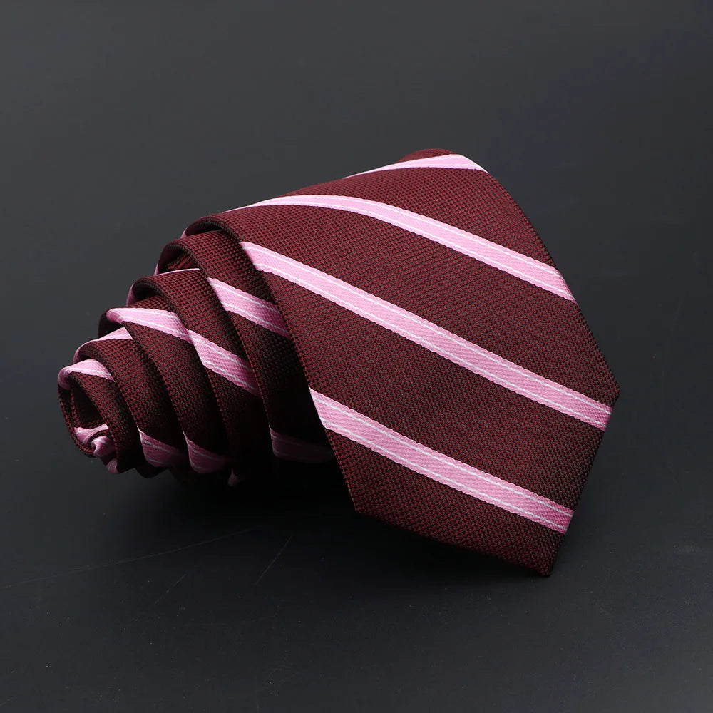 Classic Tie For Men Business Solid Color Stripe Plaid Dots 7cm Jacquard Wedding Dress Necktie Daily Wear Cravat Accessories Gift