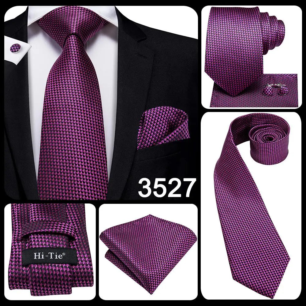 Hi-Tie Light Purple Solid Silk Wedding Tie For Men Quality Hanky Cufflink Gift Necktie Set Fashion Novelty Designer Dropshipping
