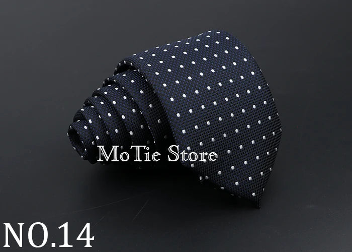 Classic Tie For Men Business Solid Color Stripe Plaid Dots 7cm Jacquard Wedding Dress Necktie Daily Wear Cravat Accessories Gift