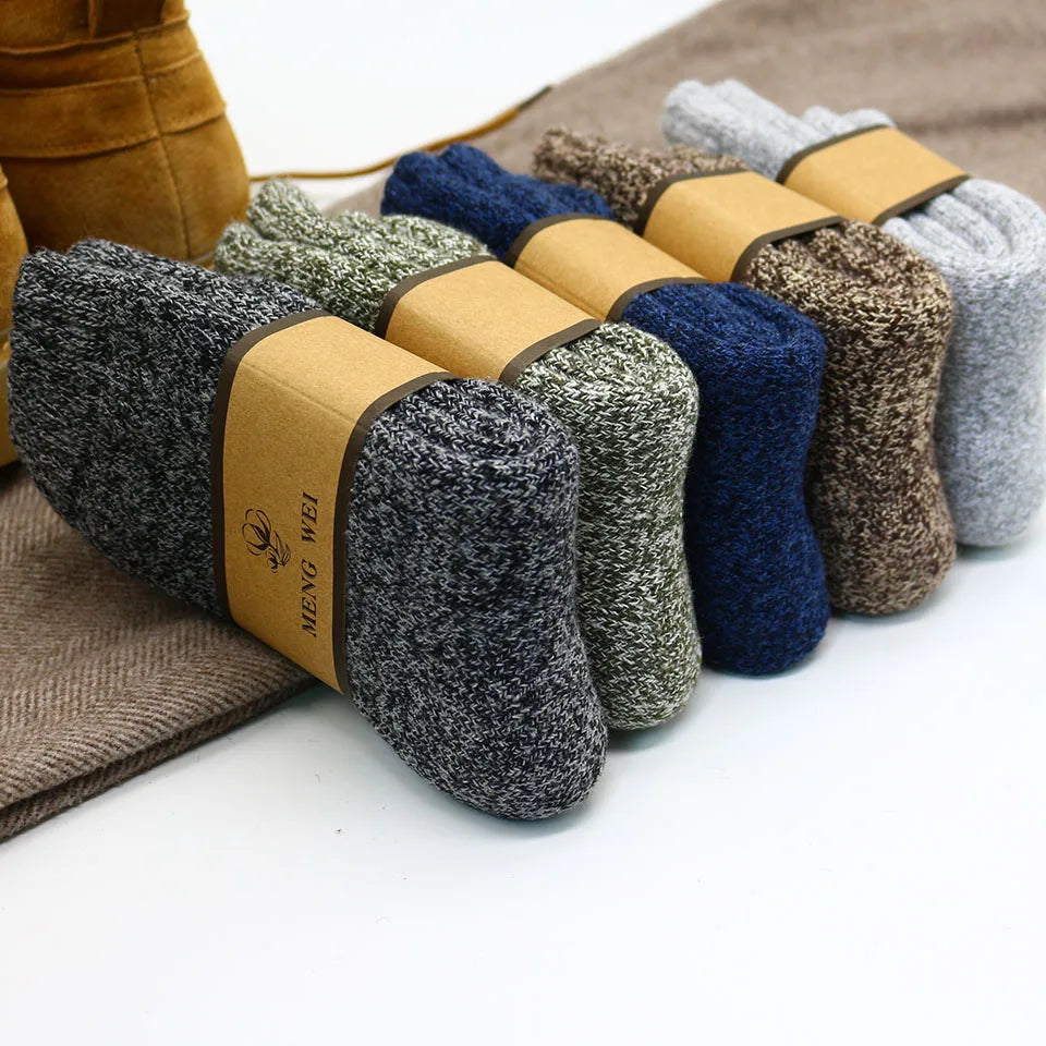 Winter Men's Merino Wool Socks Super Thick Warm High Quality Harajuku Retro Snow Casual Antifreeze Cashmere Socks Men 3 Pair