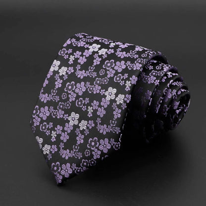 New Men's Tie Classic Solid Color Stripe Flower Floral 8cm Jacquard Necktie Accessories Daily Wear Cravat Wedding Party Gift