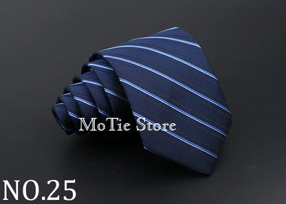Classic Tie For Men Business Solid Color Stripe Plaid Dots 7cm Jacquard Wedding Dress Necktie Daily Wear Cravat Accessories Gift