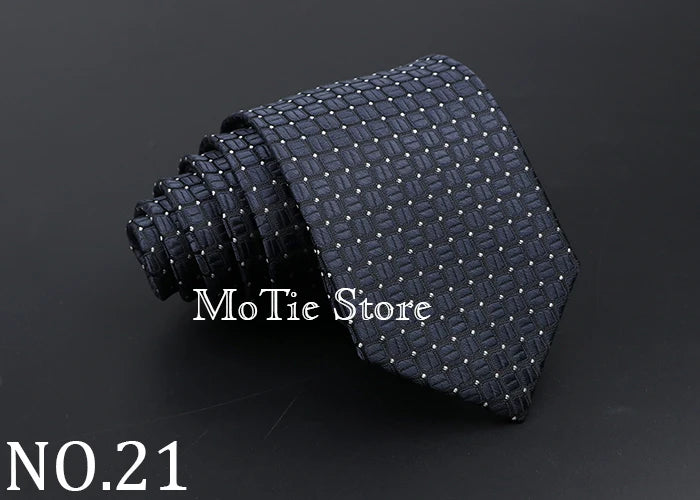 Classic Tie For Men Business Solid Color Stripe Plaid Dots 7cm Jacquard Wedding Dress Necktie Daily Wear Cravat Accessories Gift