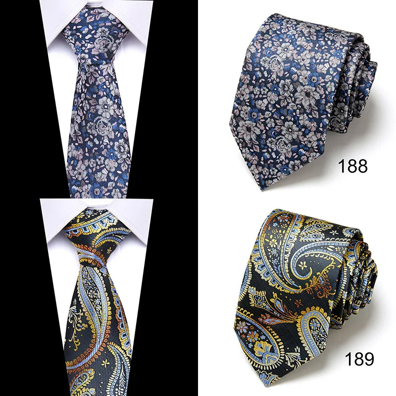 Brand 100% Silk New Men's Tie 7.5cm Blue Necktie Green & Orange Silk Gravatas For Men Paisley Floral Fit Wedding Workplace Slim