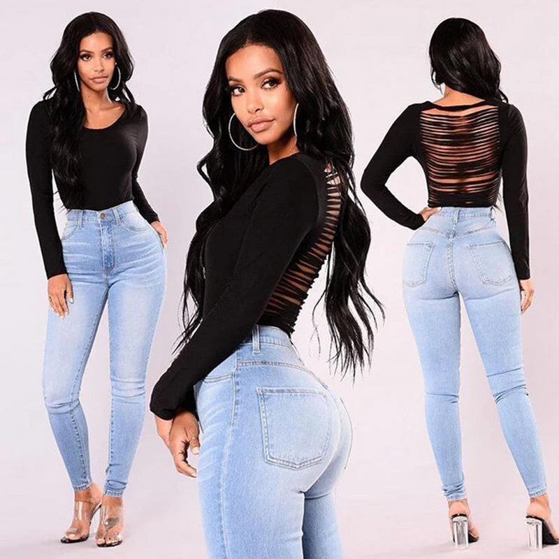 Sexy Jeans Women Denim Skinny Pants High Waist Stretch Lady Jeans Push Up Leggings Slim Pockets Button Pencil Jeans Women Pants