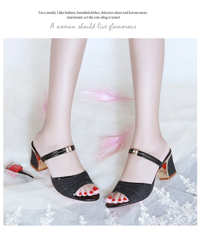 2024 New fashion Women's sandals Word Buckle  High Heels Summer New Fish Mouth Sexy Sandals Women's Shoes Gold