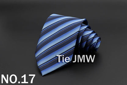 New Men's Tie Classic Solid Color Stripe Flower Floral 8cm Jacquard Necktie Accessories Daily Wear Cravat Wedding Party Gift