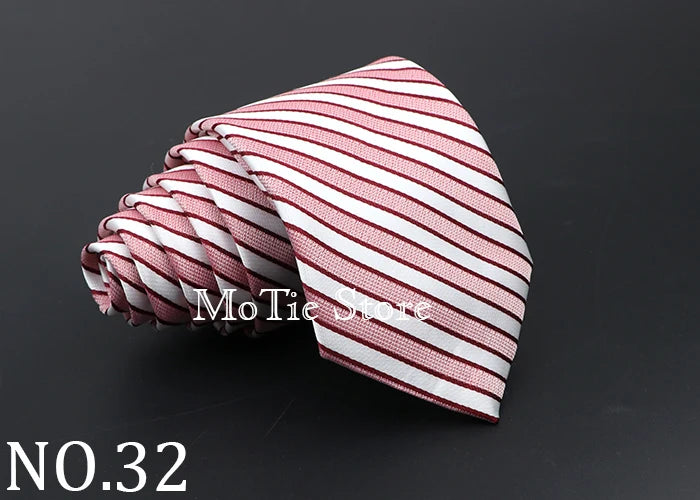 Classic Tie For Men Business Solid Color Stripe Plaid Dots 7cm Jacquard Wedding Dress Necktie Daily Wear Cravat Accessories Gift