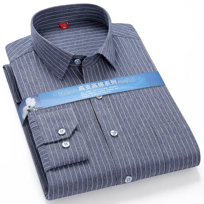 Plus Large 5XL 6XLsize Mens COTTON+Polyester NON-Iron Dress Shirt Regular Fit Soft Easy Care Smart Casual Purple Social Shirts